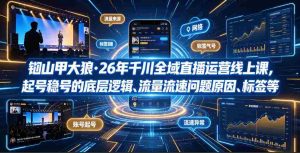 钏山甲大狼·26年千川全域直播运营线上课,起号稳号的底层逻辑、流量流速问题原因、标签的重要性及打标签方法等-造富网