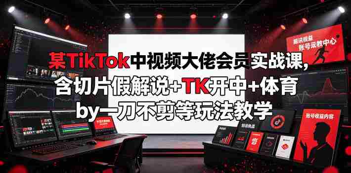 某TikTok中视频大佬会员实战课，含切片假解说+TK开中+体育by一刀不剪等玩法教学-造富网