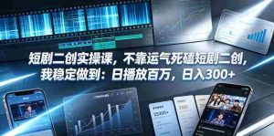 短剧二创实操课，不靠运气死磕短剧二创，我稳定做到：日播放百万，日入300+-造富网