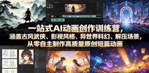 一站式AI动画创作训练营,涵盖古风武侠、影视风格、异世界科幻、解压场景,从零自主制作高质量原创短篇动画-造富网