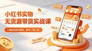 小红书实物无货源带货实战课|0粉0成本0囤货,新手一周上手,日入300+(更新0702)-造富网