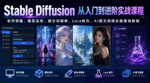 Stable Diffusion从入门到进阶实战课程｜软件部署、模型运用、提示词精修、Lora炼丹、AI图文视频全能落地教程-造富网