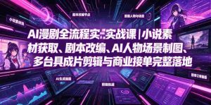 AI漫剧全流程实战课|小说素材获取、剧本改编、AI人物场景制图、多工具成片剪辑、平台付费变现与商业接单完整落地-造富网