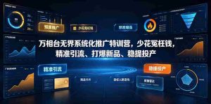 万相台无界系统化推广特训营VI0.0，少花冤枉钱，精准引流、打爆新品、稳提投产（全程录音+字幕）-造富网