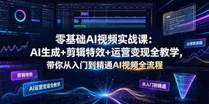 零基础AI视频实战课:AI生成+剪辑特效+运营变现全教学,带你从入门到精通AI视频全流程-造富网