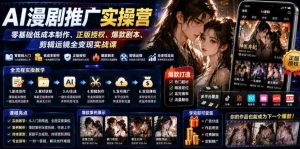 AI漫剧推广实操营|零基础低成本制作、正版授权、爆款剧本、剪辑运镜全变现实战课-造富网