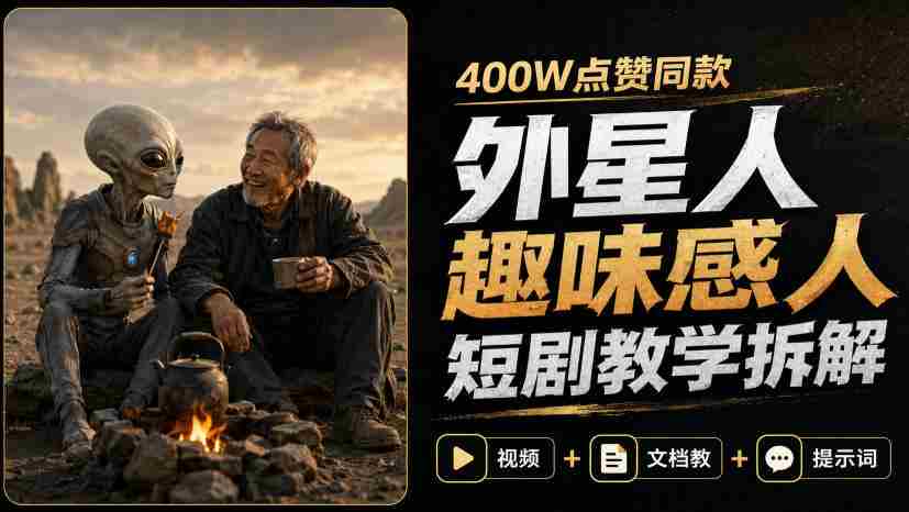 400W点赞同款外星人趣味感人短剧教学拆解,视频+文档教+提示词-造富网