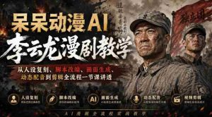 呆呆动漫AI李云龙漫剧教学，从人设复刻、脚本改编、画面生成、动态配音到剪辑全流程一节课讲透-造富网