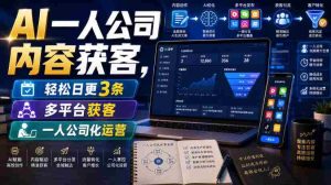AI一人公司内容获客，轻松日更3条，多平台获客，一人公司化运营（更新0827）-造富网