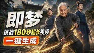 (20112期)即梦挑战180秒超长视频!一键生成3分钟电影?完整制作流程详细分享!-造富网