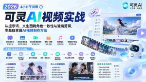 (20136期)2026可灵AI视频实战-4小时干货课:从提示词、文生图到角色一致性与运镜剪辑,零基础掌握AI视频制作方法-造富网