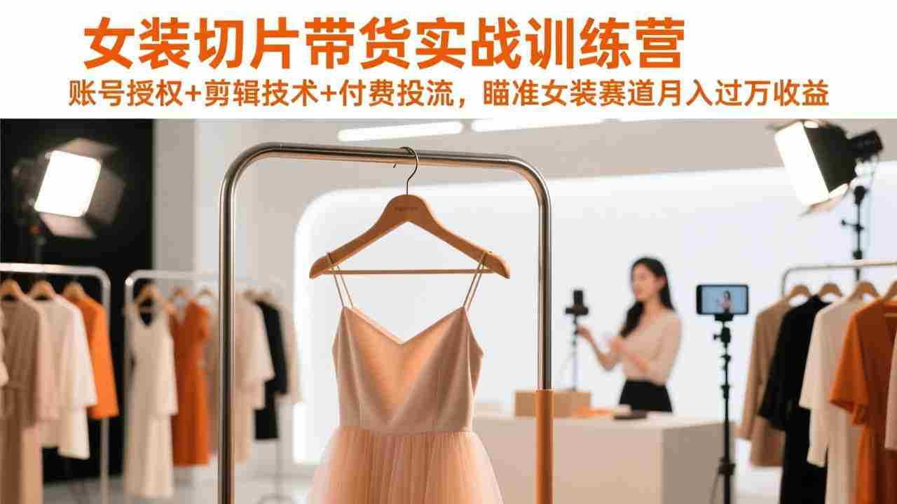 (17357期)女装切片带货实战训练营,账号授权+剪辑技术+付费投流,瞄准女装赛道月入过万收益-造富网
