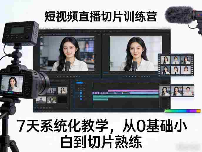 短视频直播切片训练营,7天系统化教学,从0基础小白到切片熟练-造富网