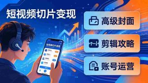 （17758期）短视频切片变现速成班2.0：高级封面+剪辑攻略+账号运营，0基础小白快速入局副业-造富网