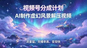 视频号分成计划【AI制作虚幻风景解压视频】流量猛,完播率高,变现快-造富网