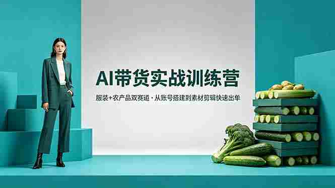 （18355期）AI带货实战训练营，服装+农产品双赛道，从账号搭建到素材剪辑快速出单-造富网