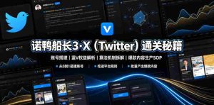 诺鸭船长3·X(Twitter)通关秘籍,涵盖账号搭建、蓝V权益解析、算法机制拆解及爆款内容生产SOP-造富网