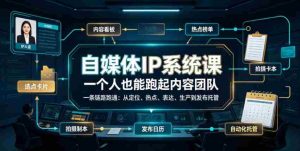 自媒体IP系统课,一个人也能跑起内容团队,一条链路跑通,从定位、热点、表达、生产到发布托管-造富网