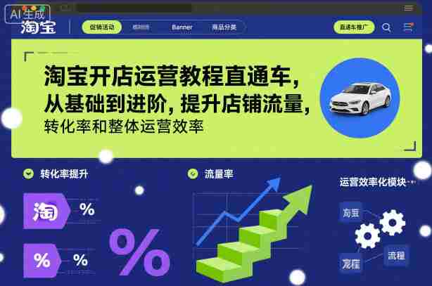 淘宝开店运营教程直通车,从基础到进阶,提升店铺流量,转化率和整体运营效率(更新26年07月11日)-造富网