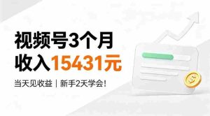 视频号3个月收入15431元,当天见收益,新手2天学会!【揭秘】-造富网