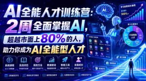 AI全能人才训练营:2周全面掌握AI,超越市面上80%的人,助力你成为AI全能型人才-造富网