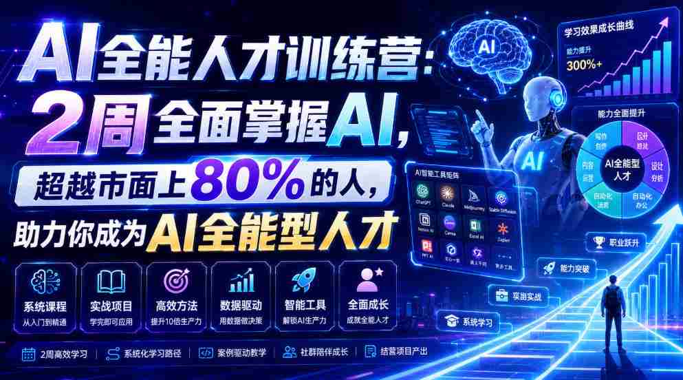 AI全能人才训练营:2周全面掌握AI,超越市面上80%的人,助力你成为AI全能型人才-造富网