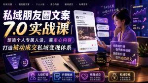 私域朋友圈文案7.0实战课|塑造个人专属人设,靠走心内容打造被动成交私域变现体系-造富网