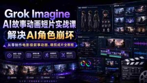 Grok Imagine AI故事动画短片实战课|解决AI角色崩坏,从零制作电影级叙事动画、精剪成片全教程(中英字幕)-造富网