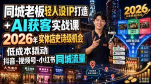 同城老板轻人设IP打造+AI获客实战课,2026年实体店史诗级机会,低成本撬动抖音-视频号-小红书同城流量-造富网