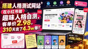 搭建人格测试网站在小红书做趣味人格自测,客单价2.98,310天卖了4.3w单!-造富网
