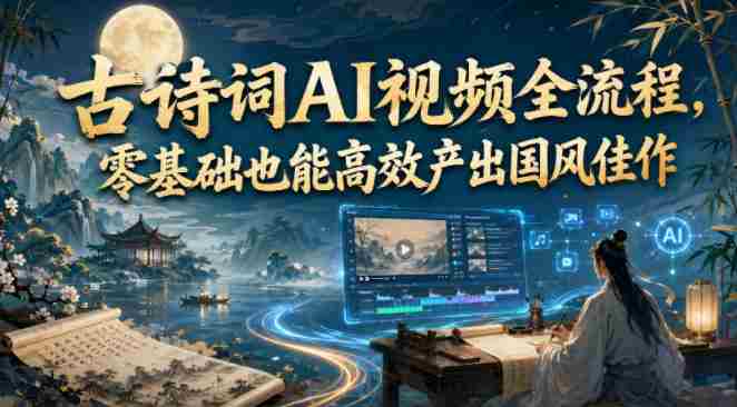 古诗词AI视频全流程,零基础也能高效产出国风佳作-造富网