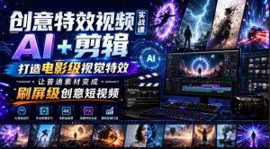 创意特效视频实战课,AI+剪辑打造电影级视觉特效,让普通素材变成刷屏级创意短视频-造富网