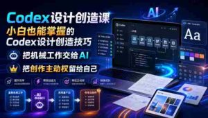 Codex设计创造课,小白也能掌握的Codex设计创造技巧,把机械工作交给AI,把创作主动权留给自己-造富网