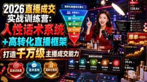 2026直播成交实战训练营:人性话术系统+高转化直播框架,打造千万级主播成交能力-造富网