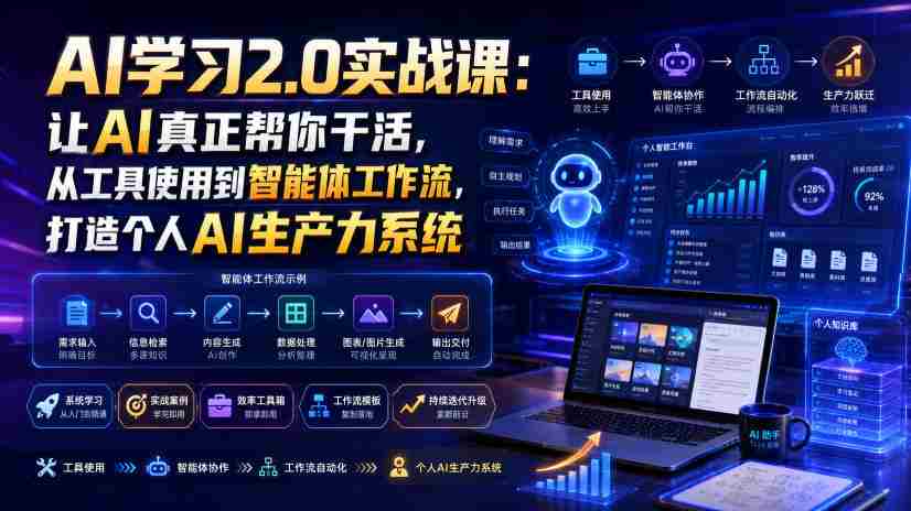 AI学习2.0实战课:让AI真正帮你干活,从工具使用到智能体工作流,打造个人AI生产力系统-造富网