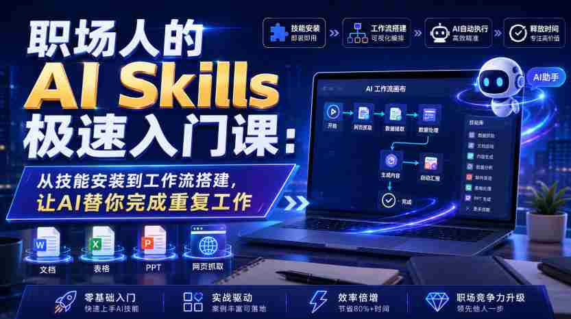 职场人的AI Skills极速入门课:从技能安装到工作流搭建,让AI替你完成重复工作-造富网