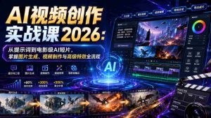 AI视频创作实战课2026:从提示词到电影级AI短片,掌握图片生成、视频制作与高级特效全流程-造富网