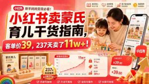 小红书卖蒙氏育儿干货指南,客单价39,237天卖了11w+!-造富网
