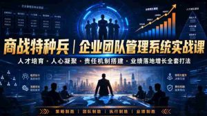 商战特种兵|企业团队管理系统实战课人才培育・人心凝聚・责任机制搭建・业绩落地增长全套打法-造富网