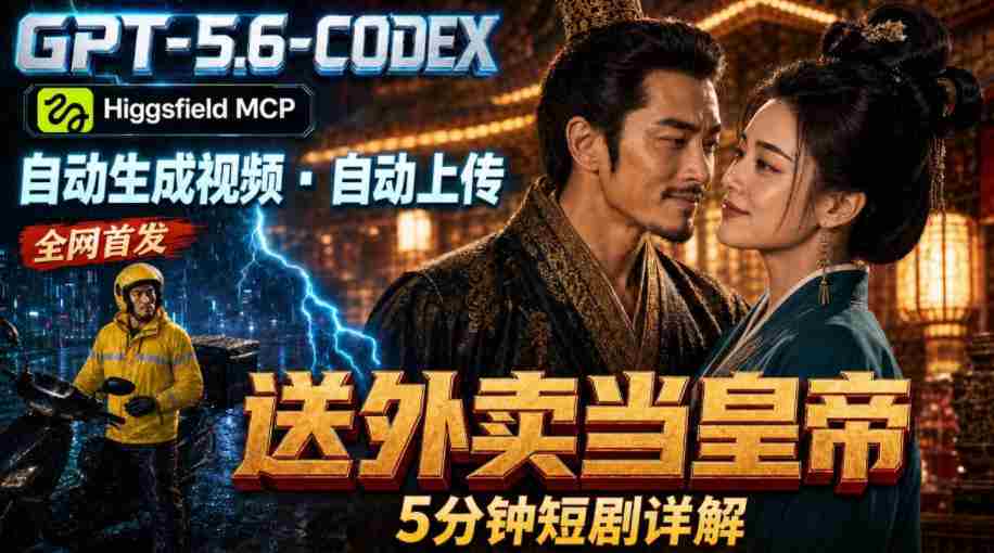 GPT-5.6 Codex+Higgsfield MCP:一条指令生成5分钟短剧并自动上传YouTube(油管)-造富网