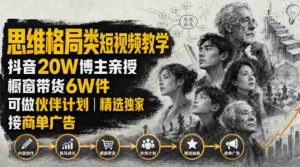 人性思维格局类短视频教学,抖音20W博主亲授,橱窗带货6W件,可做伙伴计划、精选独家、接商单广告-造富网