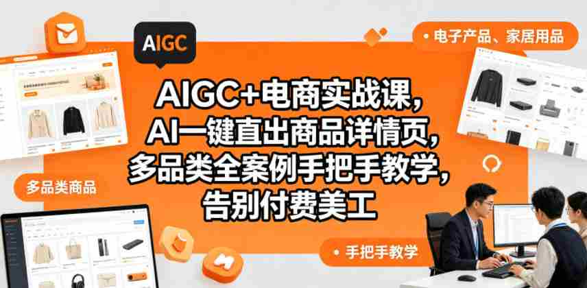 AIGC+电商实战课，AI一键直出商品详情页，多品类全案例手把手教学，告别付费美工（更新0725）-造富网