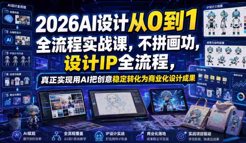 2026AI设计从0到1全流程实战课,不拼画功,设计IP全流程,真正实现用AI把创意稳定转化为商业化设计成果-造富网