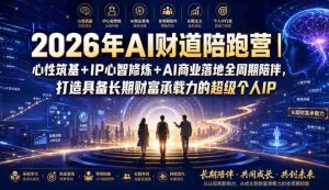2026年AI财道陪跑营|心性筑基+IP心智修炼+AI商业落地全周期陪伴,打造具备长期财富承载力的超级个人IP-造富网