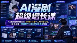 AI漫剧超级增长课|从0到1打造一人AI内容公司,账号运营+漫剧制作+商业变现全流程实战-造富网