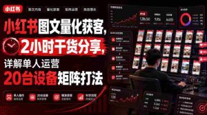 小红书图文量化获客,2小时干货分享,详解单人运营20台设备矩阵打法-造富网