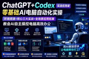 ChatGPT+Codex实战应用课|零基础AI电脑自动化实操,环境搭建+核心三大实战+全场景应用拓展,教会AI自主操控电脑高效办公-造富网