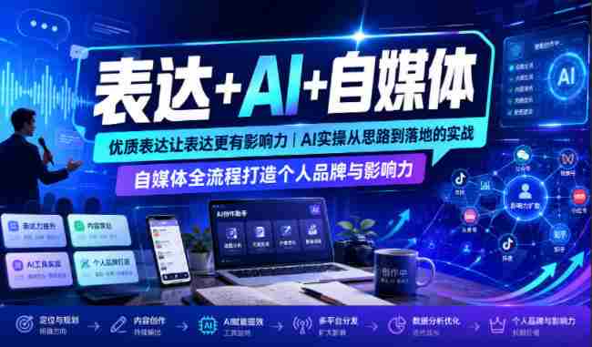 表达+AI+自媒体,优质表达让表达更有影响力|AI实操从思路到落地的实战|自媒体全流程打造个人品牌与影响力-造富网