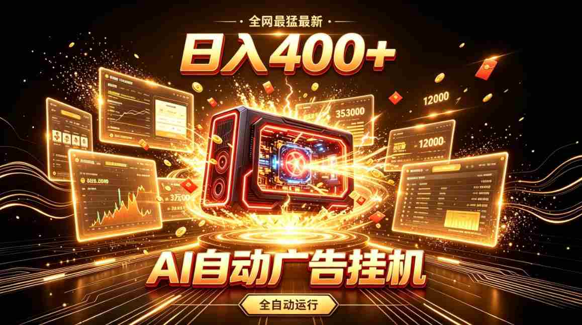 全网最猛最新的AI自动广告挂G,狠收益日入400+,真正做到躺賺式变现【揭秘】-造富网