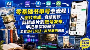 零基础书单号全流程|从图片生成、音频制作、剪辑成片到账号发布,手把手实操教学,全套热门玩法+实战案例拆解-造富网